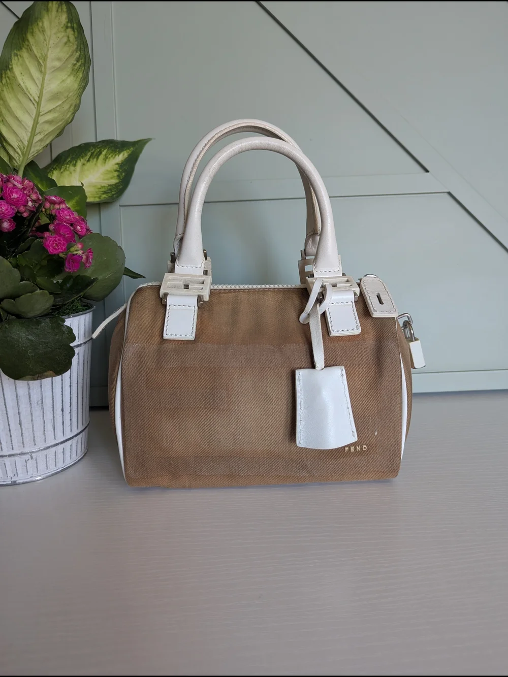 Fendi Beige and White Mini Satchel Bag - Picture 6 of 13